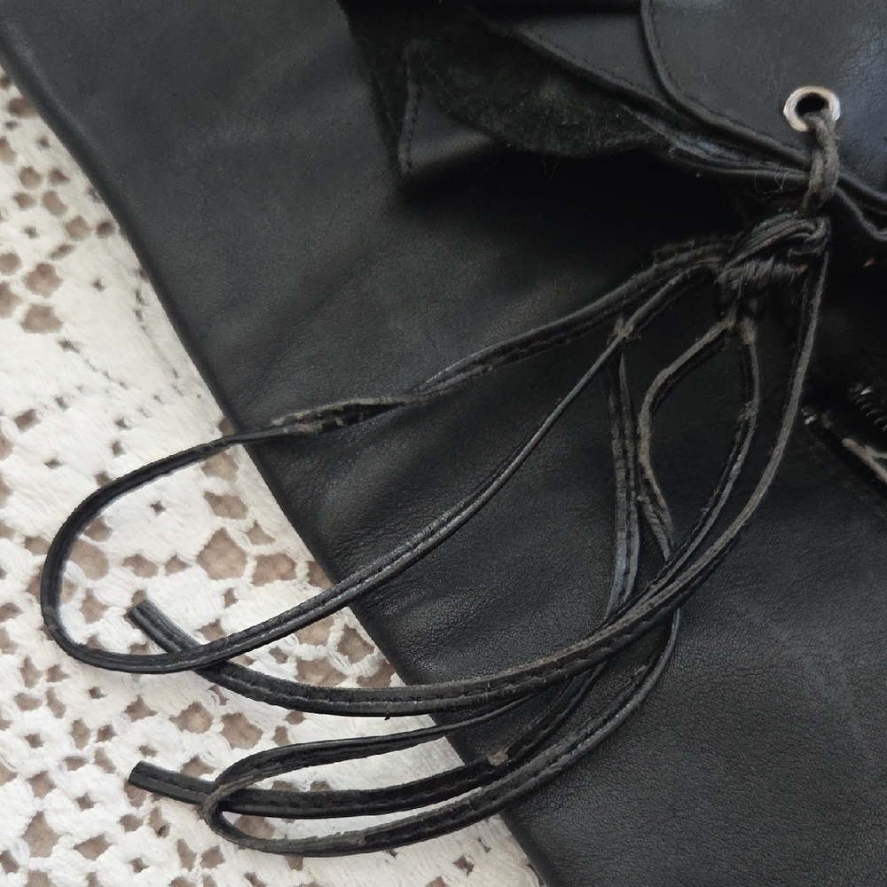 Kelsi Dagger Black Over-the-Knee Lace-Up Ruffled Cuff Stiletto Boots Size 10 - Picture 8 of 8